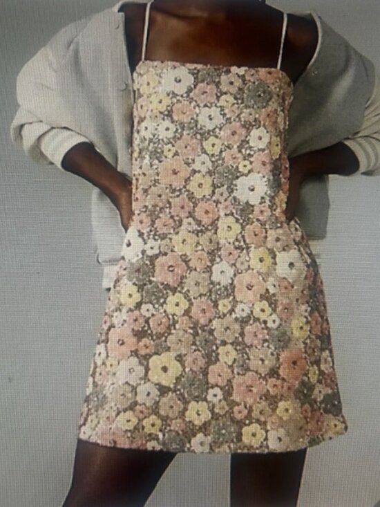 Anthropologie Blue Tassel Dresses & Skirts - Anthropologie Blue Tassel Floral Sequin Strap Shift Pink Combo Mini Dress NEW